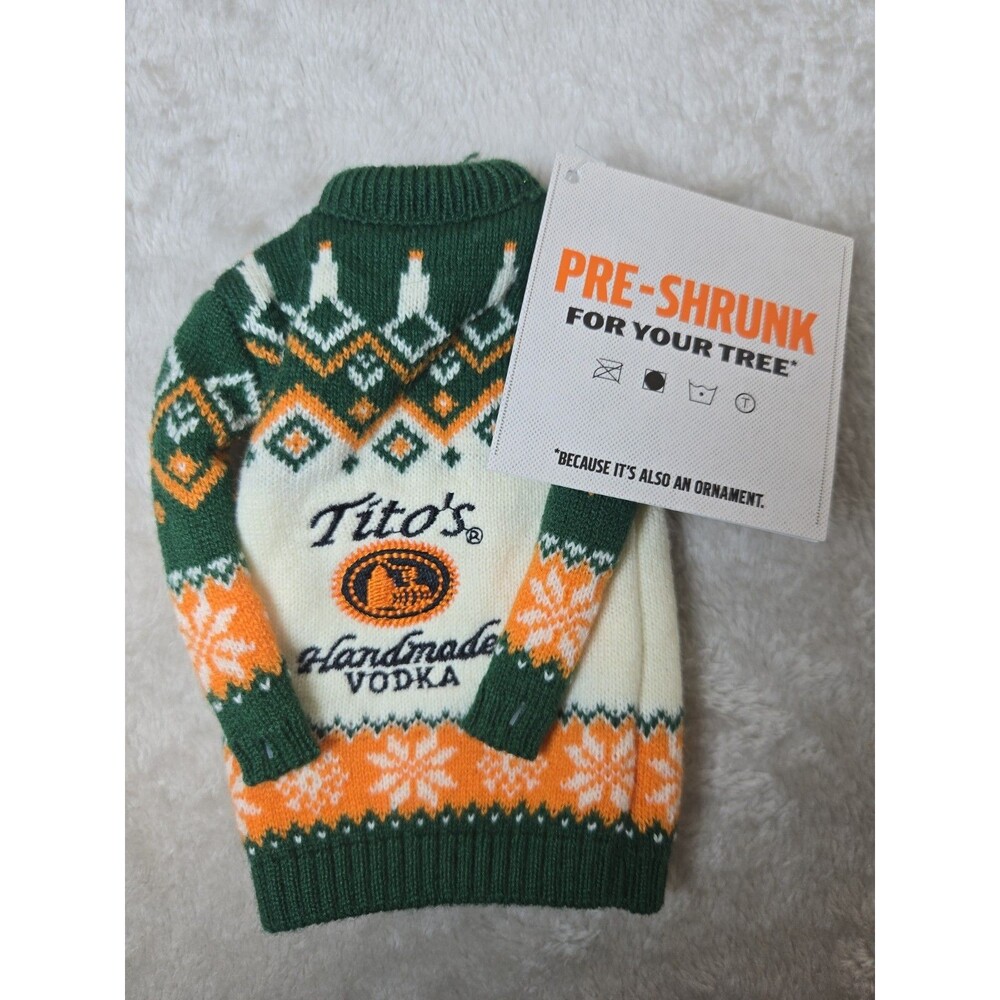 NWT Tito’s Handmade Vodka Ugly Holiday Bottle Sweater Ornament 2025 Limited...